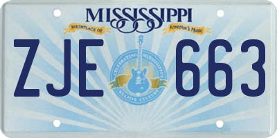 MS license plate ZJE663