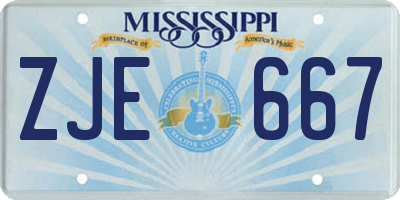 MS license plate ZJE667