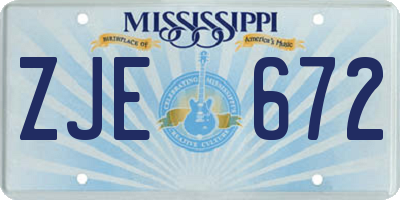 MS license plate ZJE672