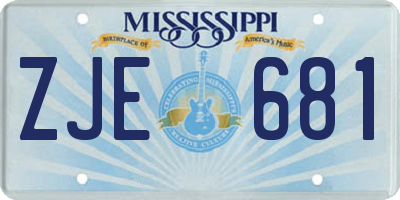 MS license plate ZJE681