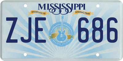 MS license plate ZJE686
