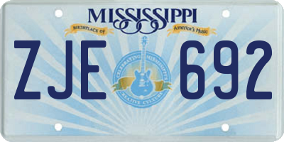 MS license plate ZJE692