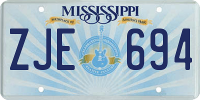 MS license plate ZJE694