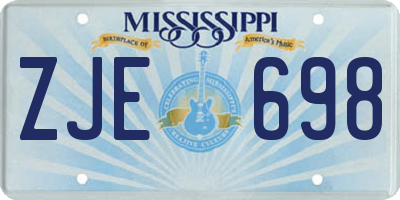 MS license plate ZJE698