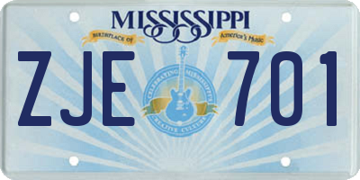MS license plate ZJE701