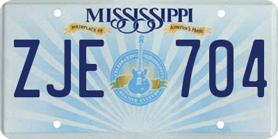 MS license plate ZJE704
