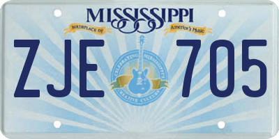 MS license plate ZJE705