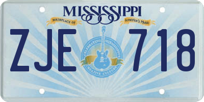 MS license plate ZJE718