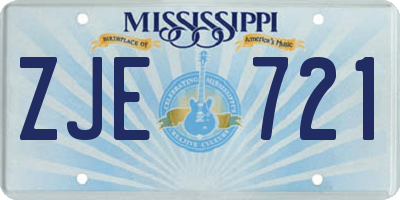 MS license plate ZJE721