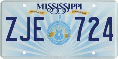 MS license plate ZJE724
