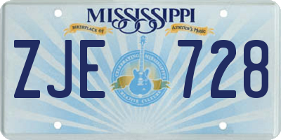 MS license plate ZJE728