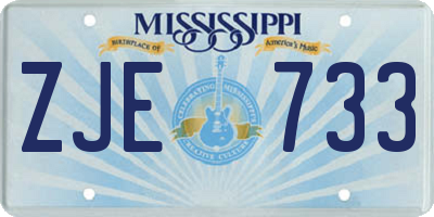 MS license plate ZJE733
