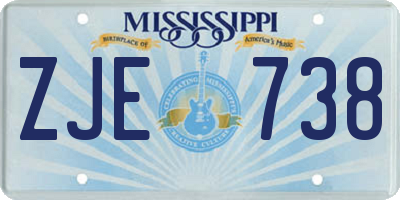 MS license plate ZJE738