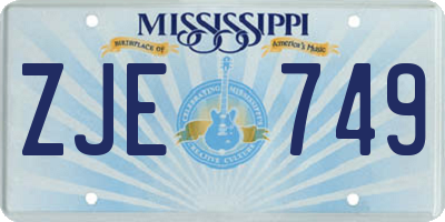 MS license plate ZJE749