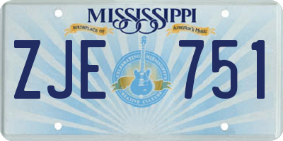 MS license plate ZJE751
