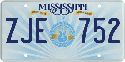 MS license plate ZJE752