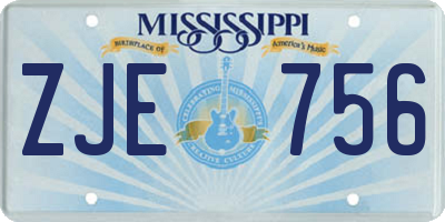 MS license plate ZJE756