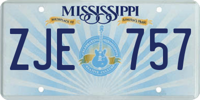 MS license plate ZJE757