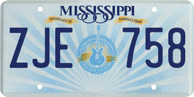 MS license plate ZJE758