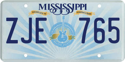 MS license plate ZJE765