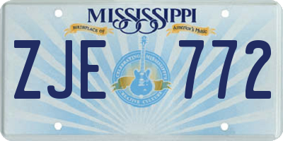 MS license plate ZJE772