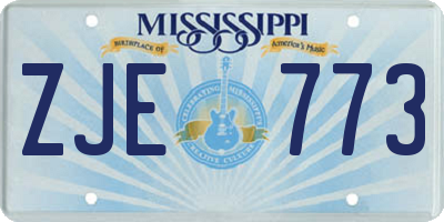 MS license plate ZJE773