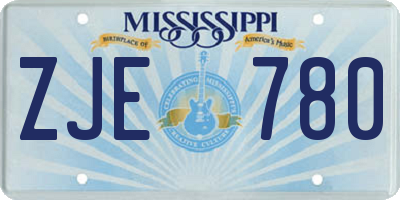 MS license plate ZJE780