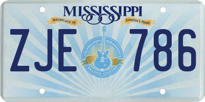 MS license plate ZJE786