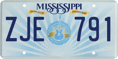 MS license plate ZJE791