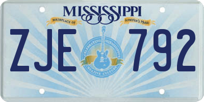 MS license plate ZJE792