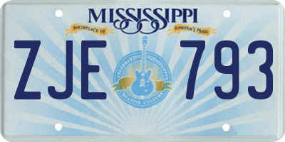MS license plate ZJE793
