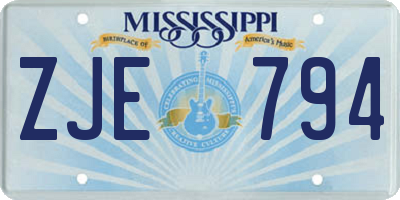 MS license plate ZJE794