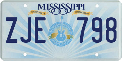 MS license plate ZJE798