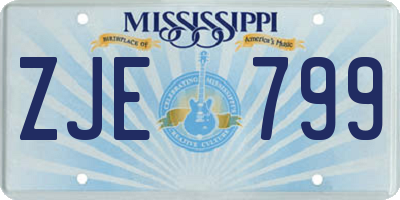 MS license plate ZJE799