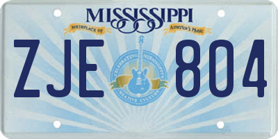 MS license plate ZJE804