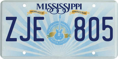 MS license plate ZJE805