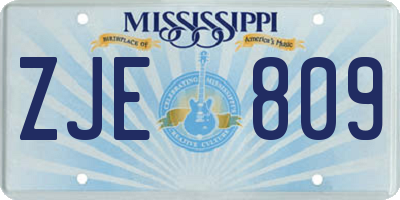 MS license plate ZJE809