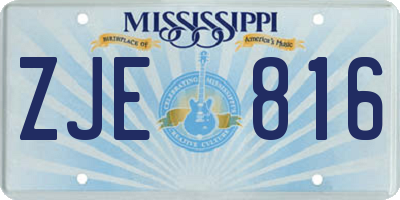 MS license plate ZJE816