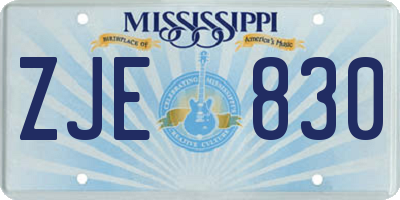 MS license plate ZJE830