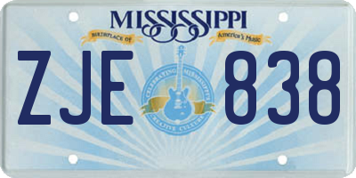 MS license plate ZJE838