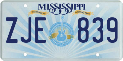 MS license plate ZJE839