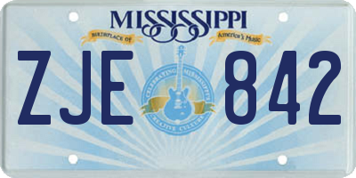 MS license plate ZJE842