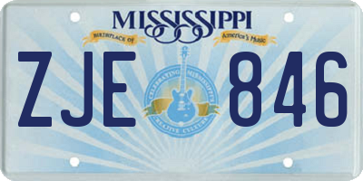 MS license plate ZJE846