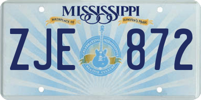 MS license plate ZJE872