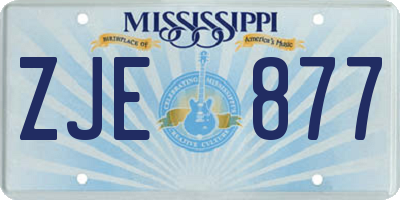 MS license plate ZJE877