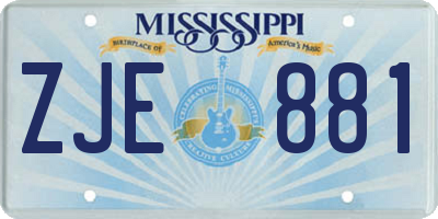 MS license plate ZJE881