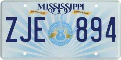 MS license plate ZJE894