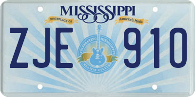 MS license plate ZJE910