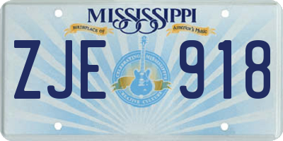 MS license plate ZJE918