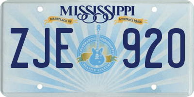 MS license plate ZJE920